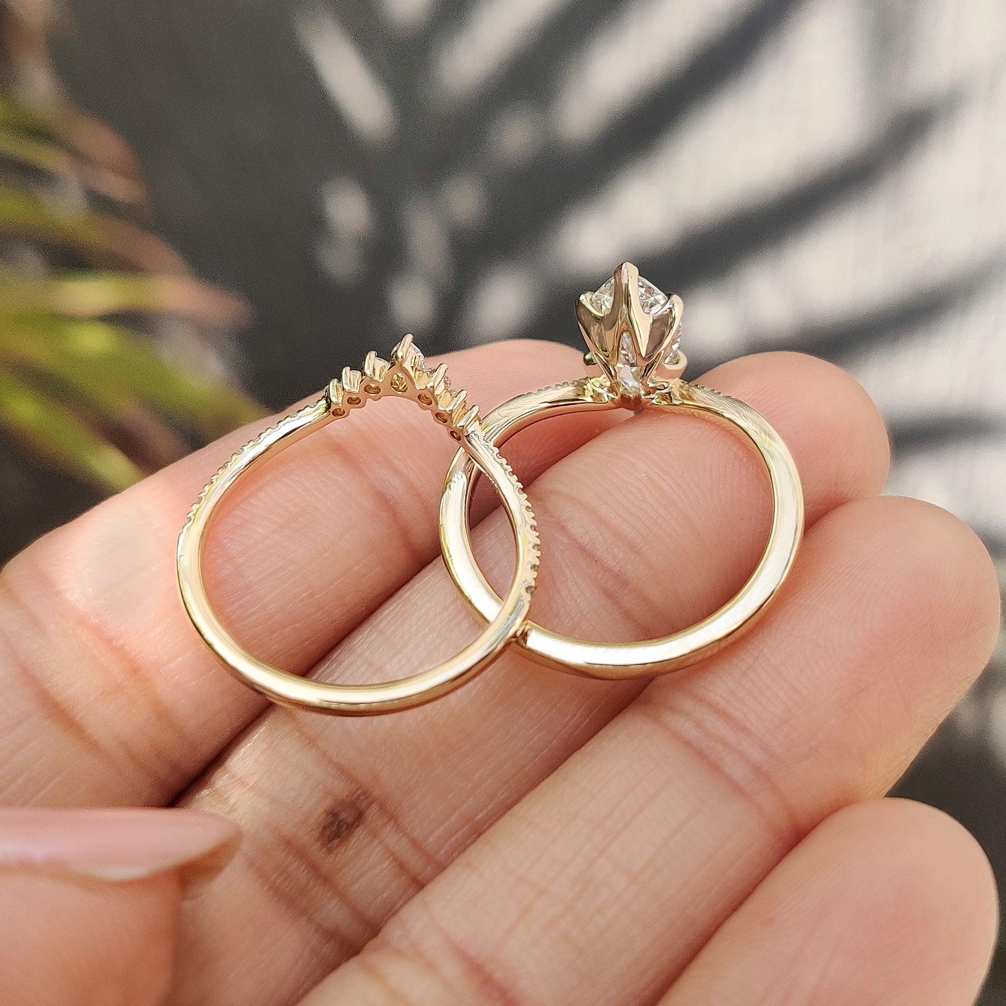 Marquise Cut Diamond Engagement Ring With Wedding Band