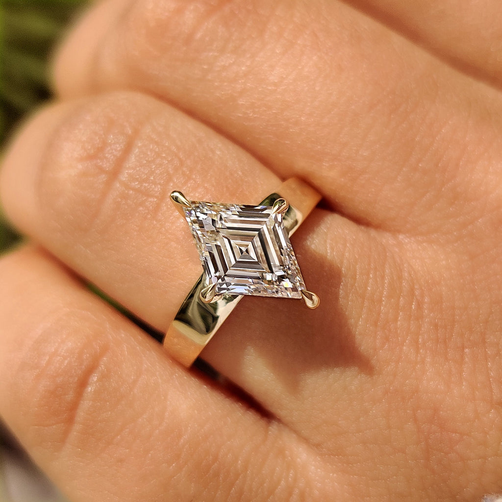 Lozenge Cut Engagement Ring in Solitaire Style