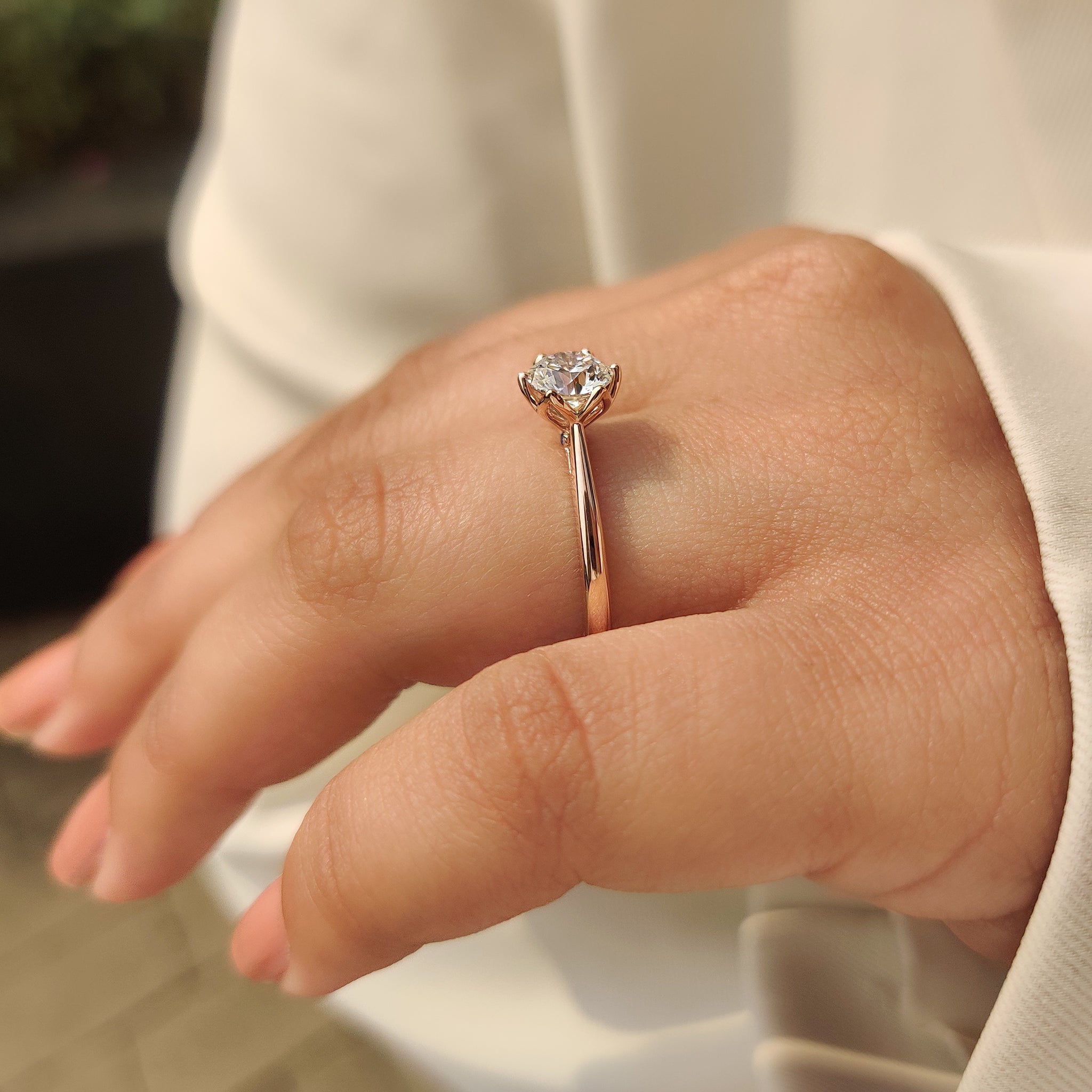 Solitaire Style Round Cut Diamond Ring with Hidden Blue Sapphire Secondary image