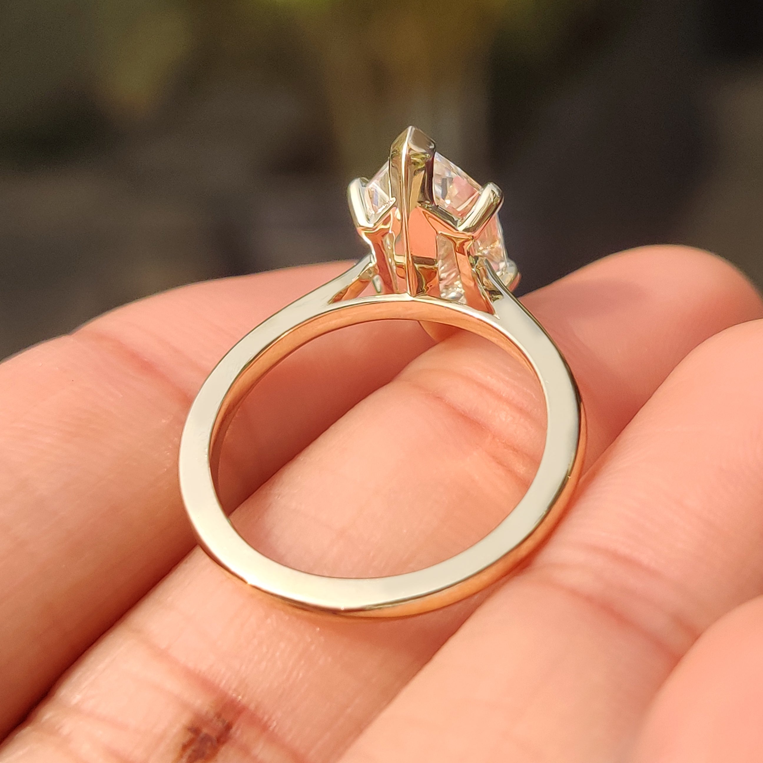 Solitaire Style Dutch Marquise Engagement Ring in Cathedral Setting