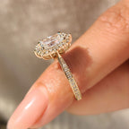 Radiant Cut Ring with Round Cut Pave Band