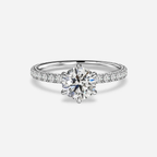 0.70 CT Round Cut Moissanite Pave Style Engagement Ring