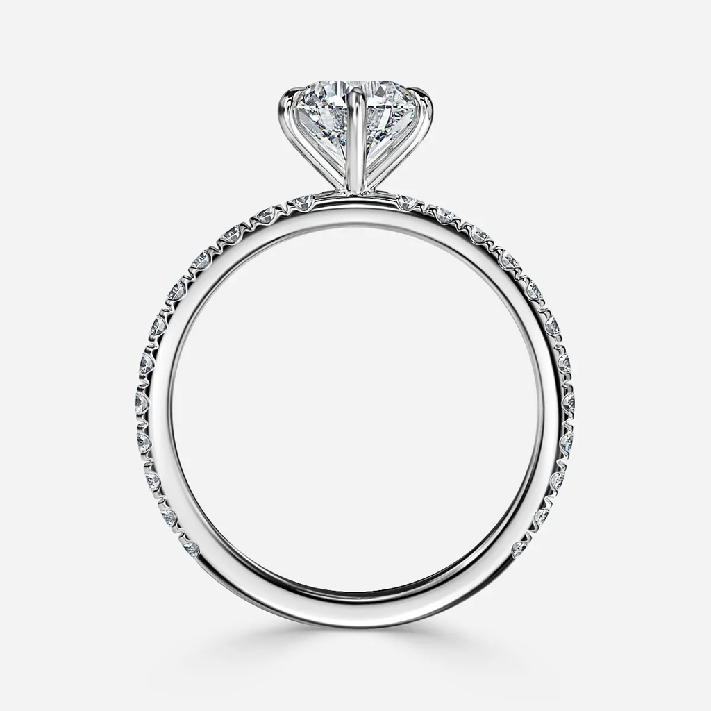 0.70 CT Round Cut Moissanite Pave Style Engagement Ring
