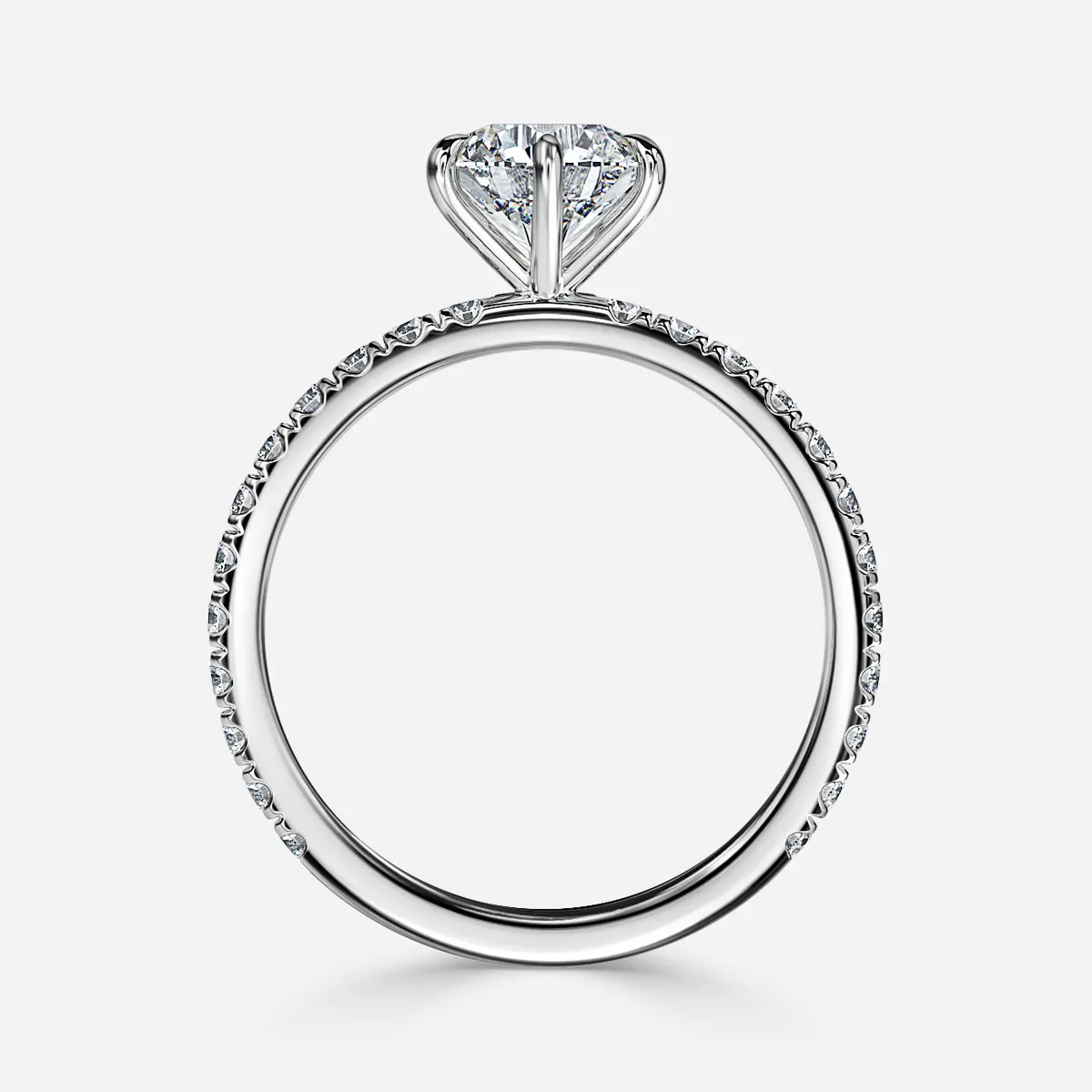 0.70 CT Round Cut Moissanite Pave Style Engagement Ring