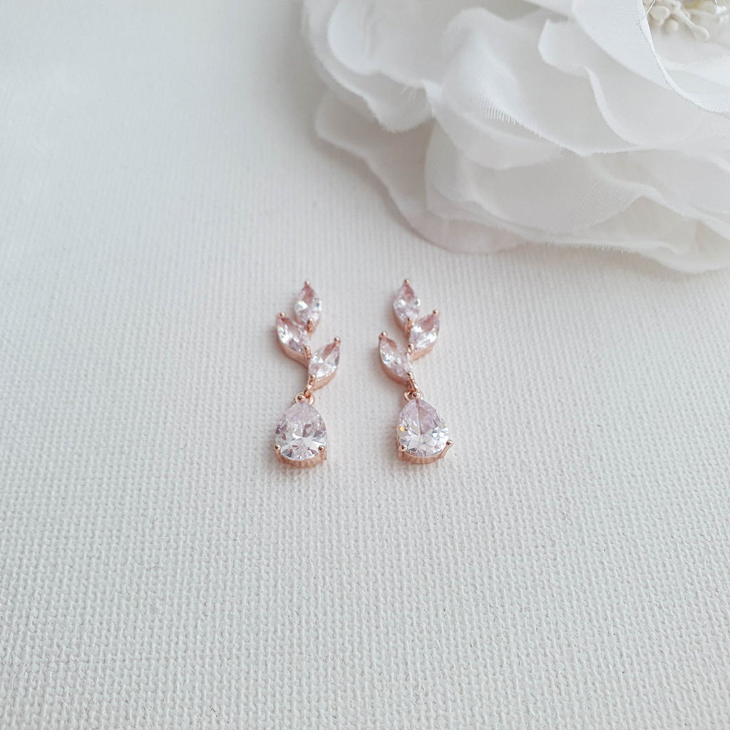 3.0 TCW Pear & Marquise Leaf Drop Earrings