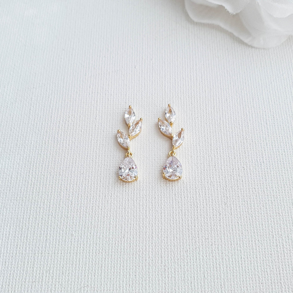3.0 TCW Pear & Marquise Leaf Drop Earrings