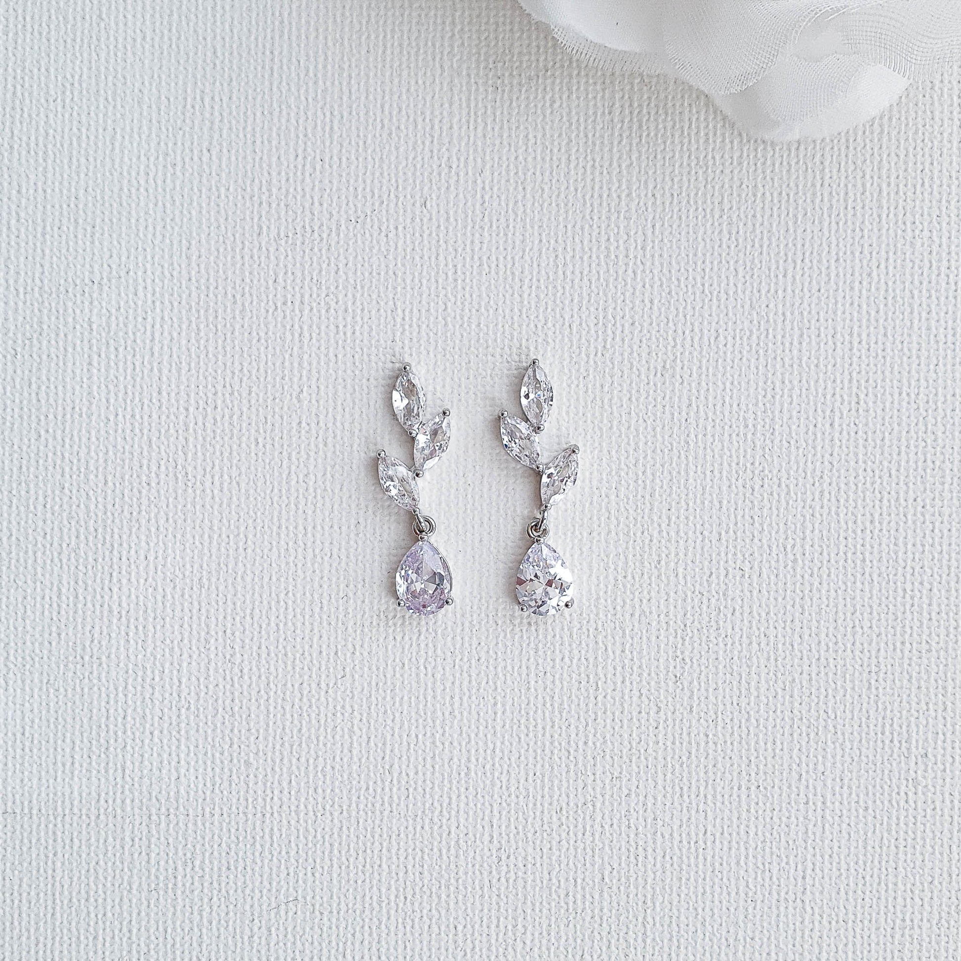 3.0 TCW Pear & Marquise Leaf Drop Earrings