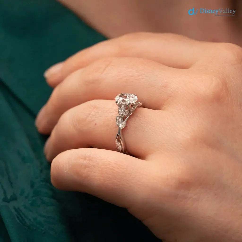 The Eesha Ring Oval Lab Diamond Accented Trellis Engagement Ring DisneyValley