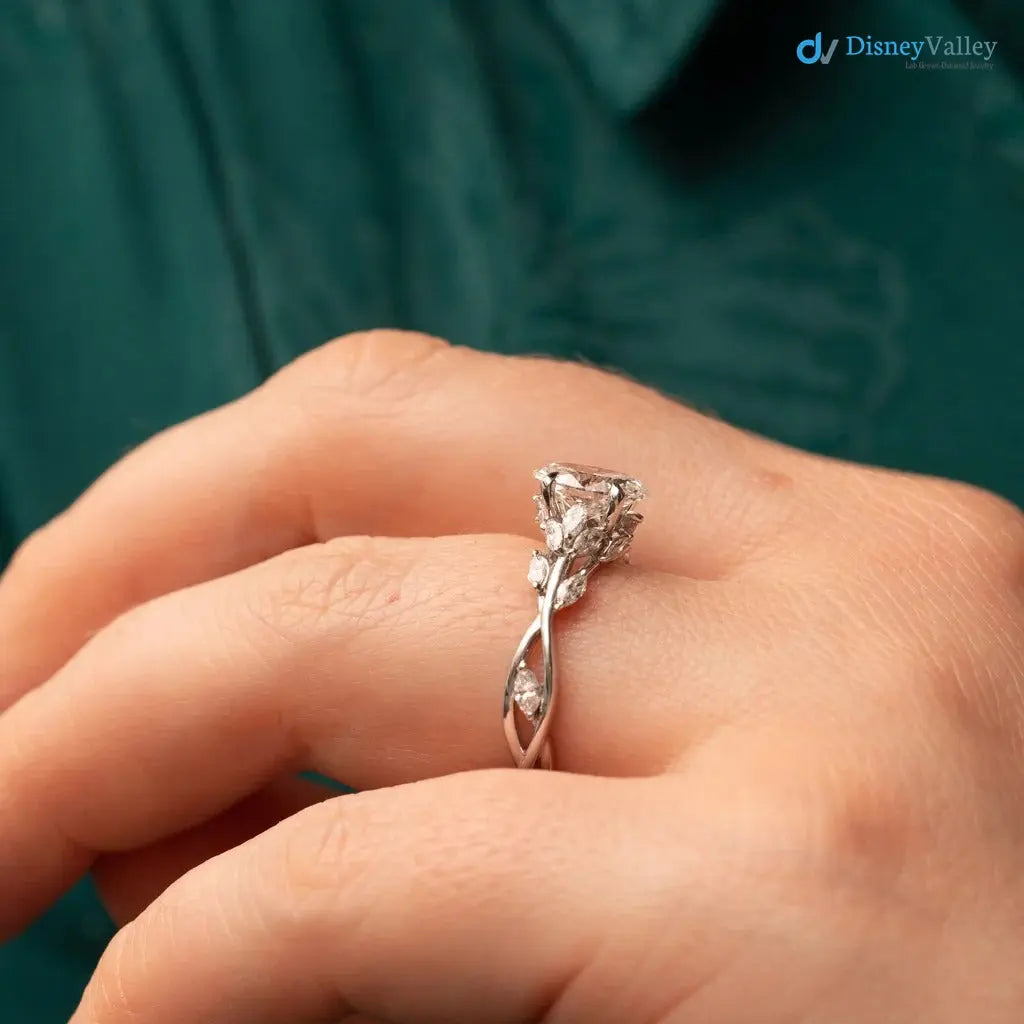 The Eesha Ring Oval Lab Diamond Accented Trellis Engagement Ring DisneyValley