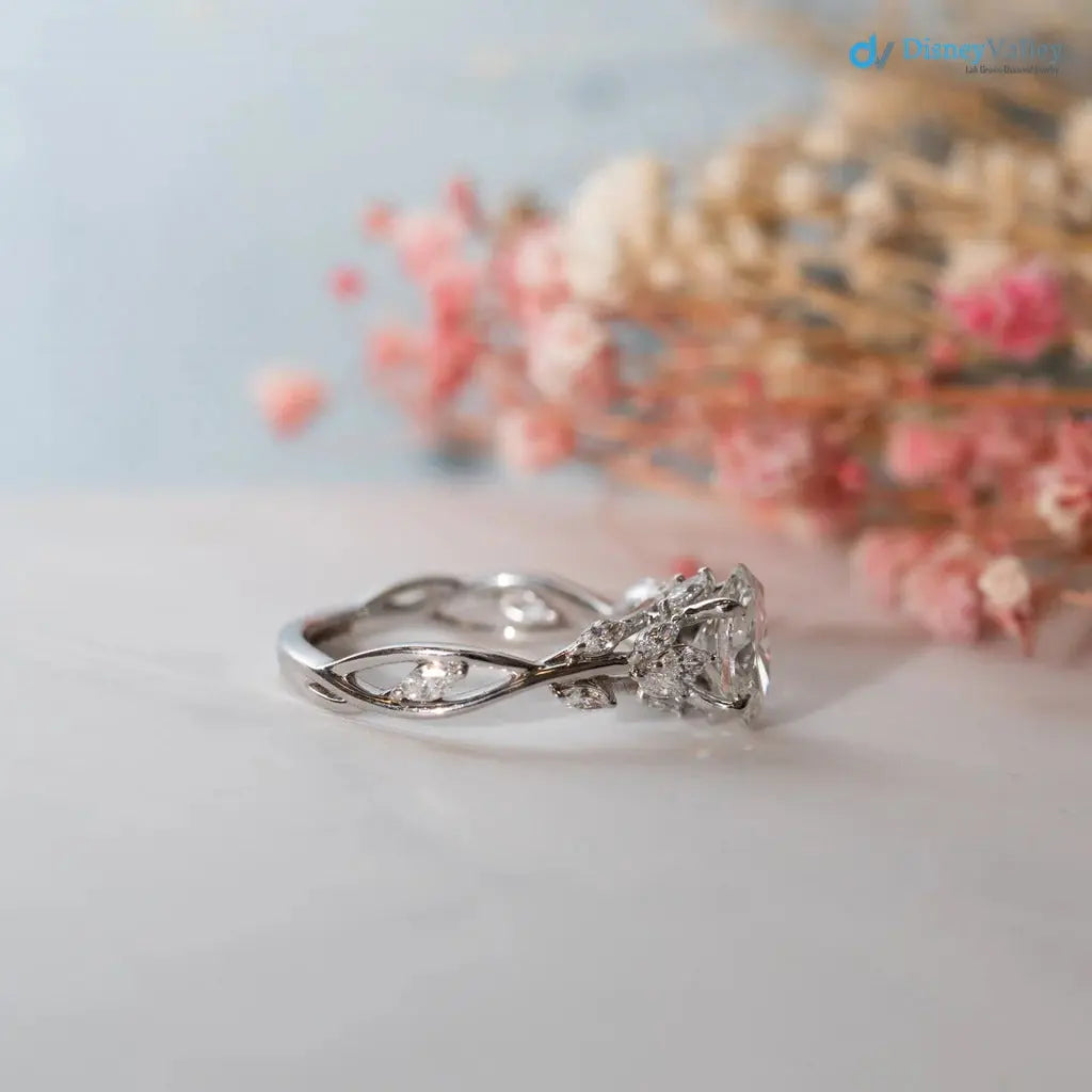The Eesha Ring Oval Lab Diamond Accented Trellis Engagement Ring DisneyValley