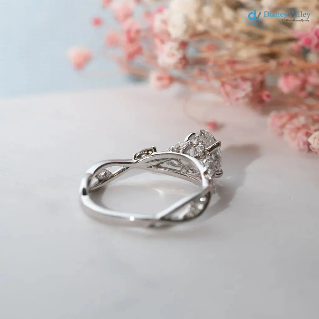 The Eesha Ring Oval Lab Diamond Accented Trellis Engagement Ring DisneyValley