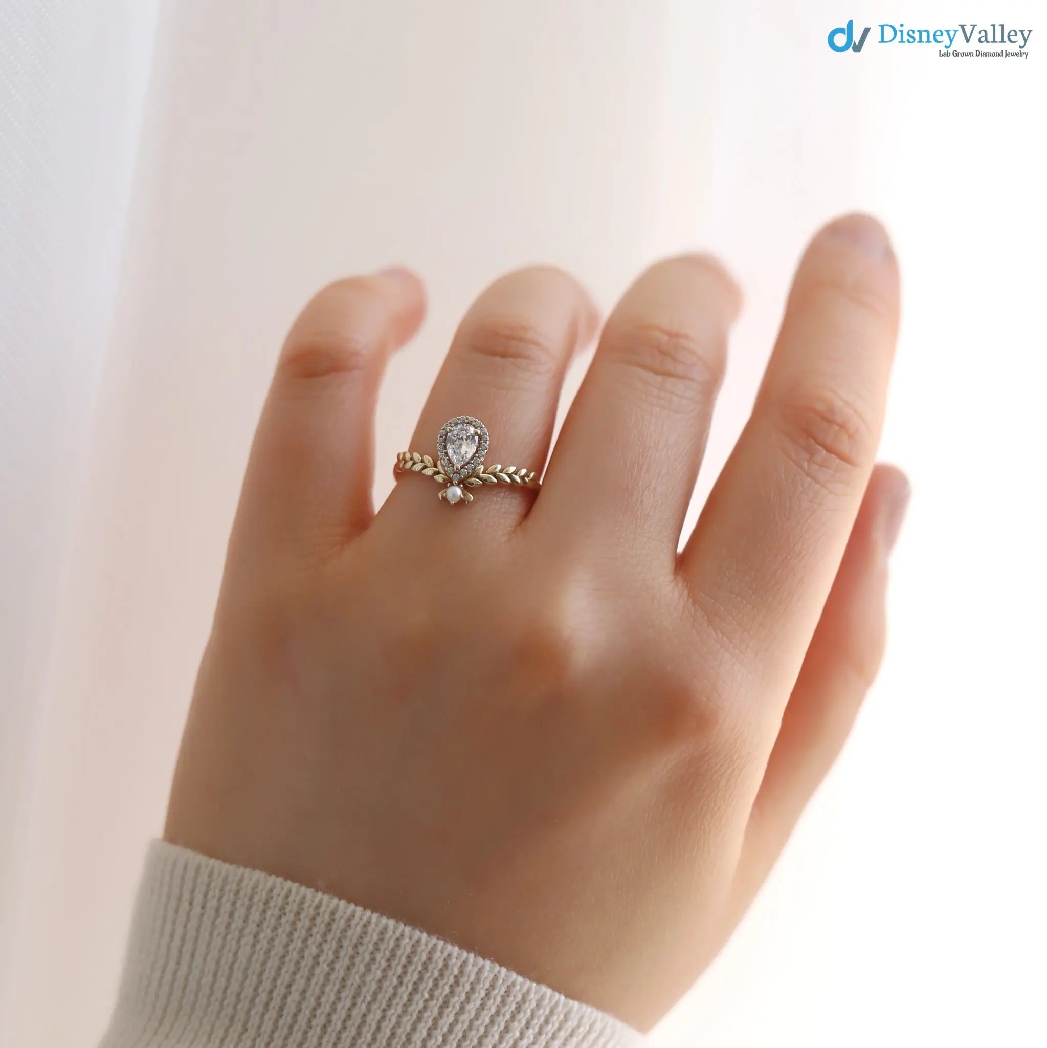 The Fairy Ring, statement ring, pear cut ring, pearl ring, vintage engagement ring DisneyValley