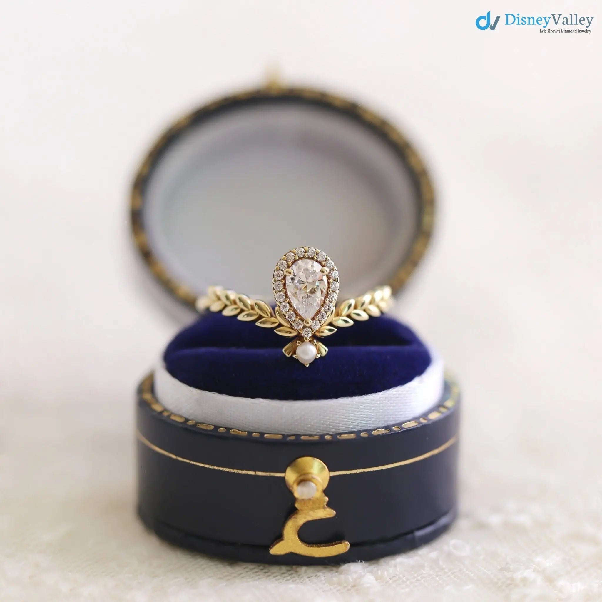 The Fairy Ring, statement ring, pear cut ring, pearl ring, vintage engagement ring DisneyValley