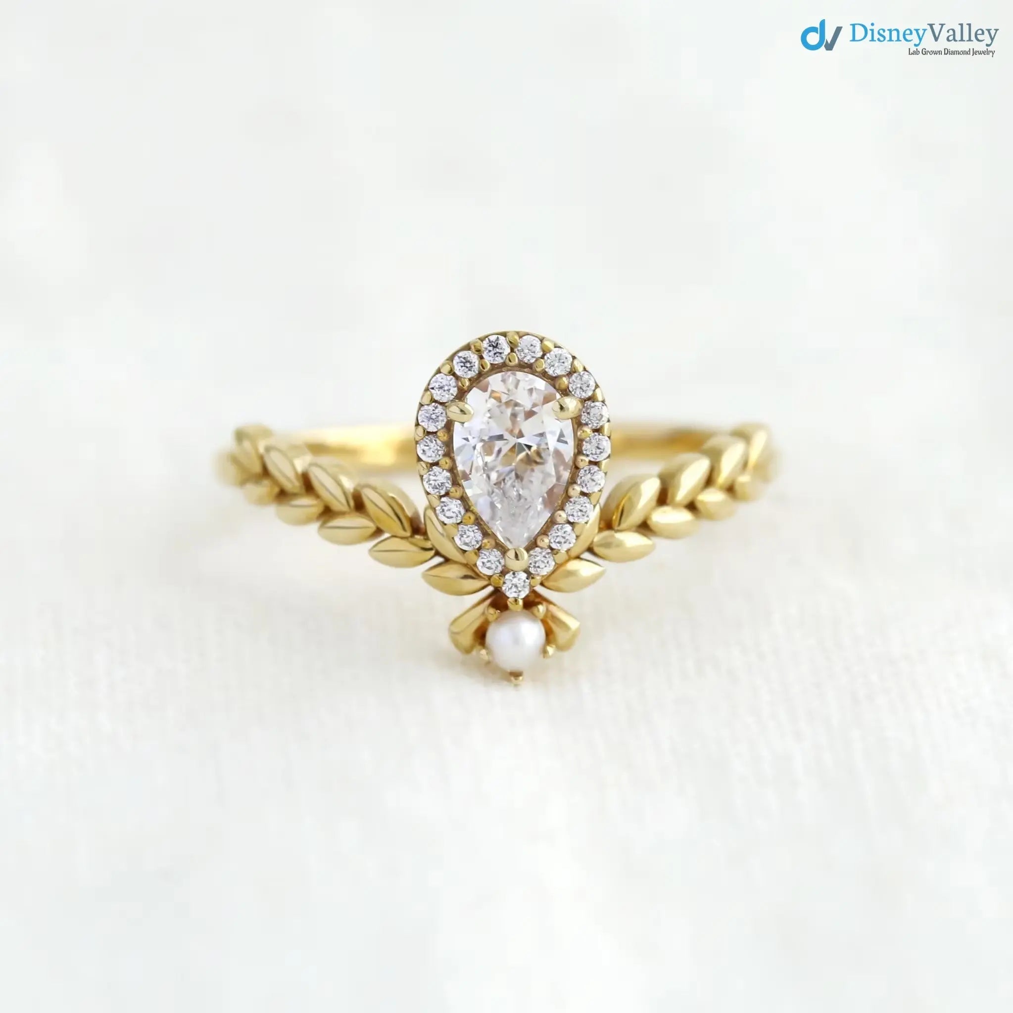 The Fairy Ring, statement ring, pear cut ring, pearl ring, vintage engagement ring DisneyValley Main image