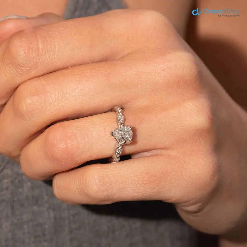 The Marcia Ring Lab grown Diamond Pear Cut Shoulder Set Engagement ring DisneyValley
