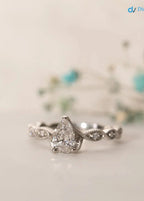 The Marcia Ring Lab grown Diamond Pear Cut Shoulder Set Engagement ring DisneyValley