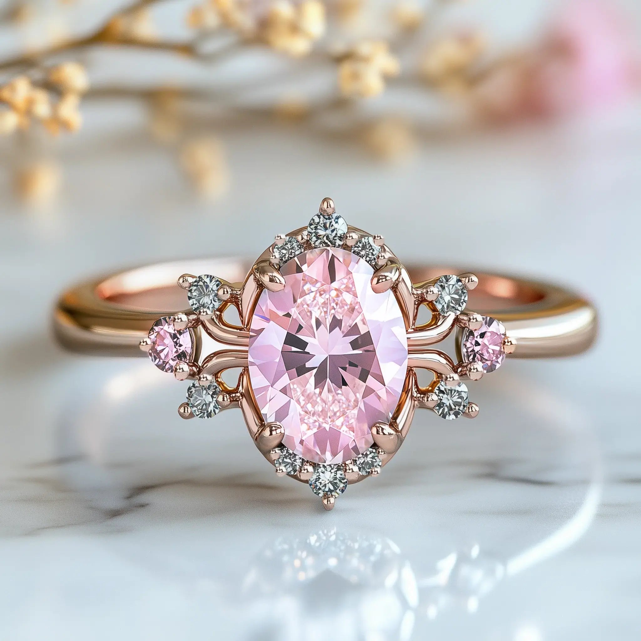 The oval-cut lab grown diamond halo valoria engagement ring DisneyValley Main image