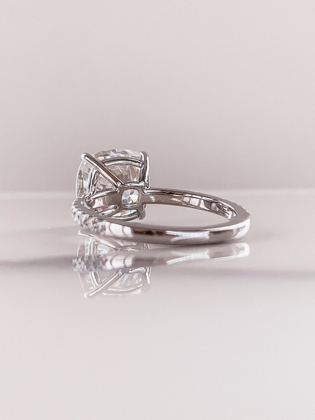 4.0 CT Cushion Moissanite Pave Setting Engagement Ring