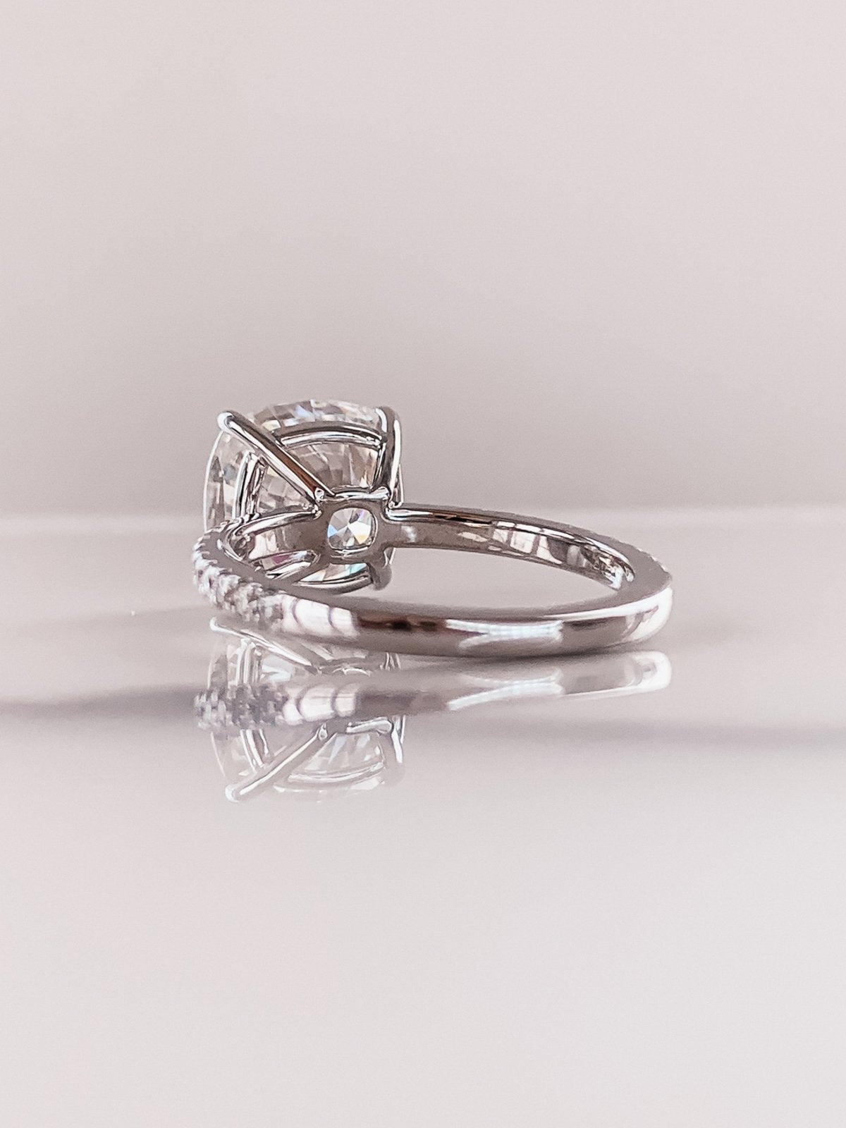4.0 CT Cushion Moissanite Pave Setting Engagement Ring