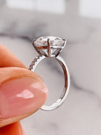 4.0 CT Cushion Moissanite Pave Setting Engagement Ring