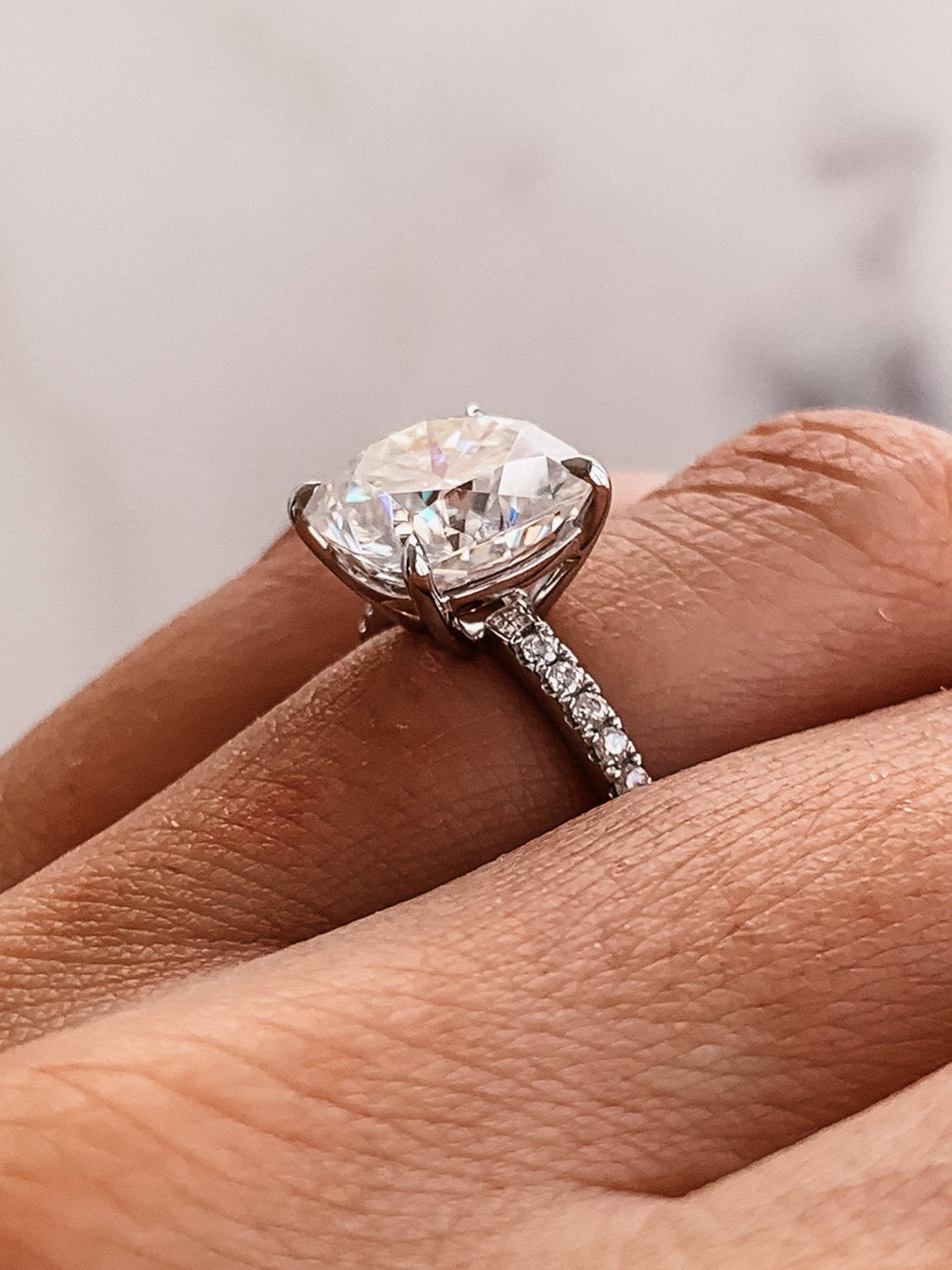 4.0 CT Cushion Moissanite Pave Setting Engagement Ring
