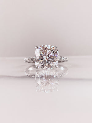 4.0 CT Cushion Moissanite Pave Setting Engagement Ring