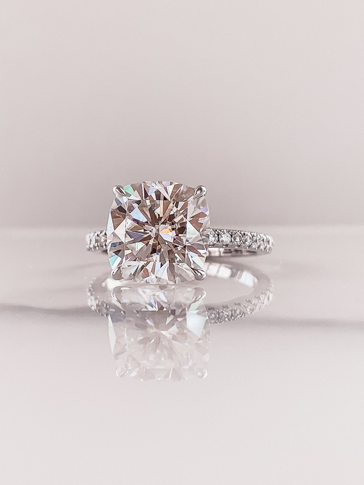 4.0 CT Cushion Moissanite Pave Setting Engagement Ring