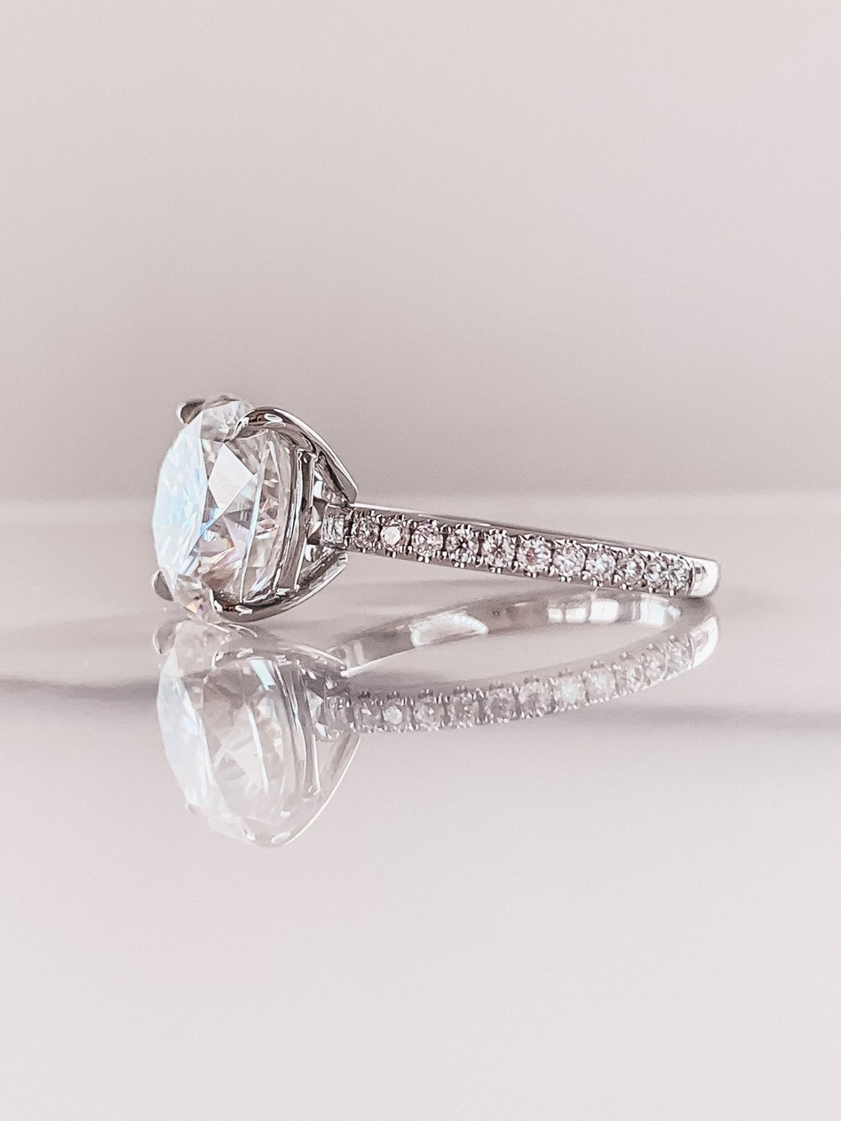 4.0 CT Cushion Moissanite Pave Setting Engagement Ring