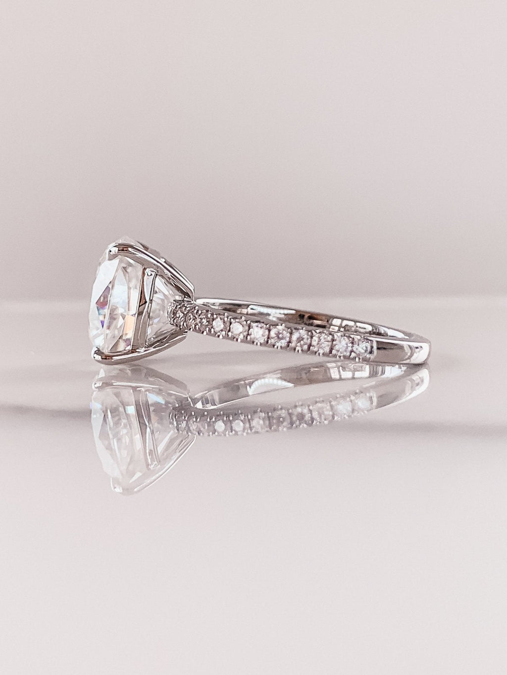 4.0 CT Cushion Moissanite Pave Setting Engagement Ring