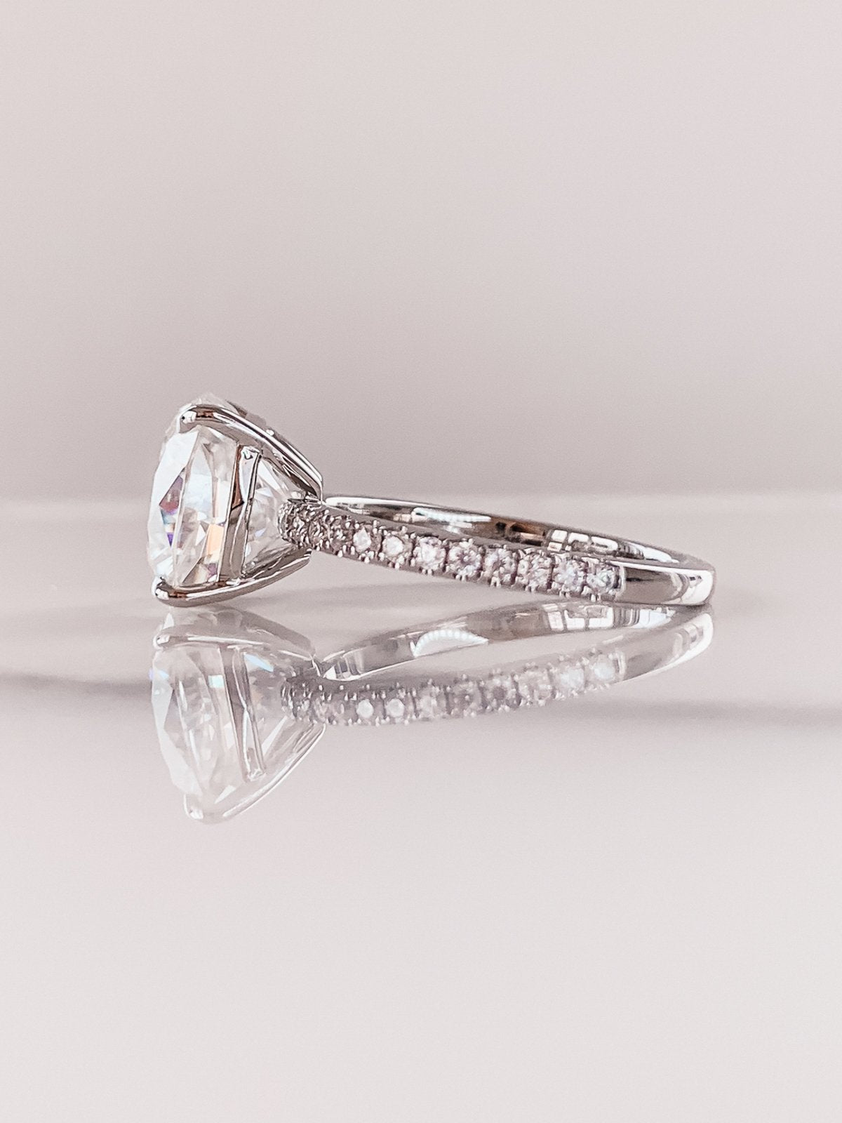 4.0 CT Cushion Moissanite Pave Setting Engagement Ring