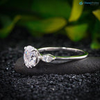 Three Stone Diamond Wedding Ring 2.0 Ct Oval Cut Moissanite Engagement Ring - DisneyValley