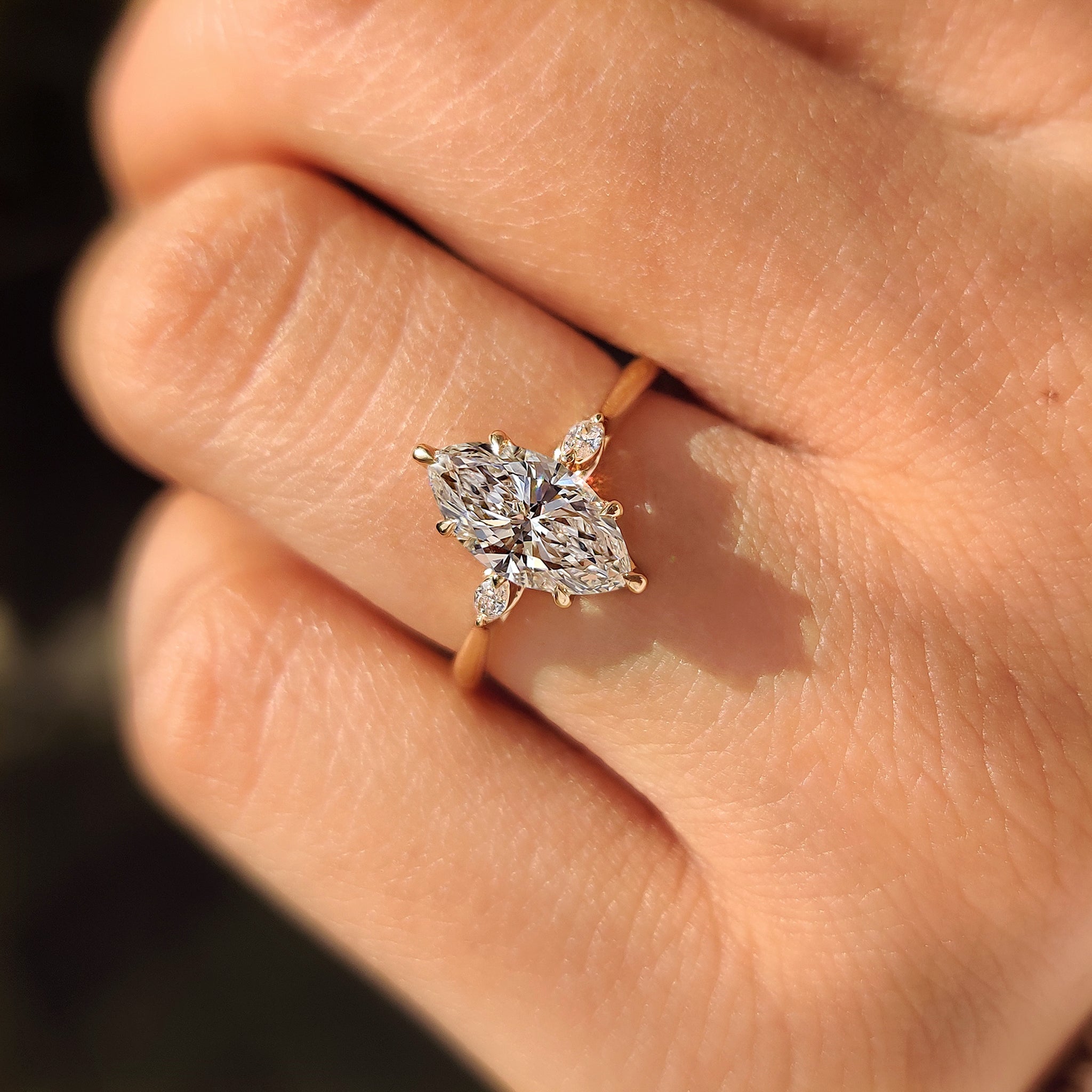 Three Stone Marquise Diamond Engagement Ring Secondary image