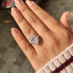 Oval Diamond Three Stone Engagement Ring With Pear Side Stone