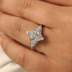 Three Stone Style Dutch Marquise Diamond Ring With Pear Side Stone