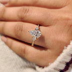 Pear and Kite Cut Three Diamond Ring with Art Deco Band