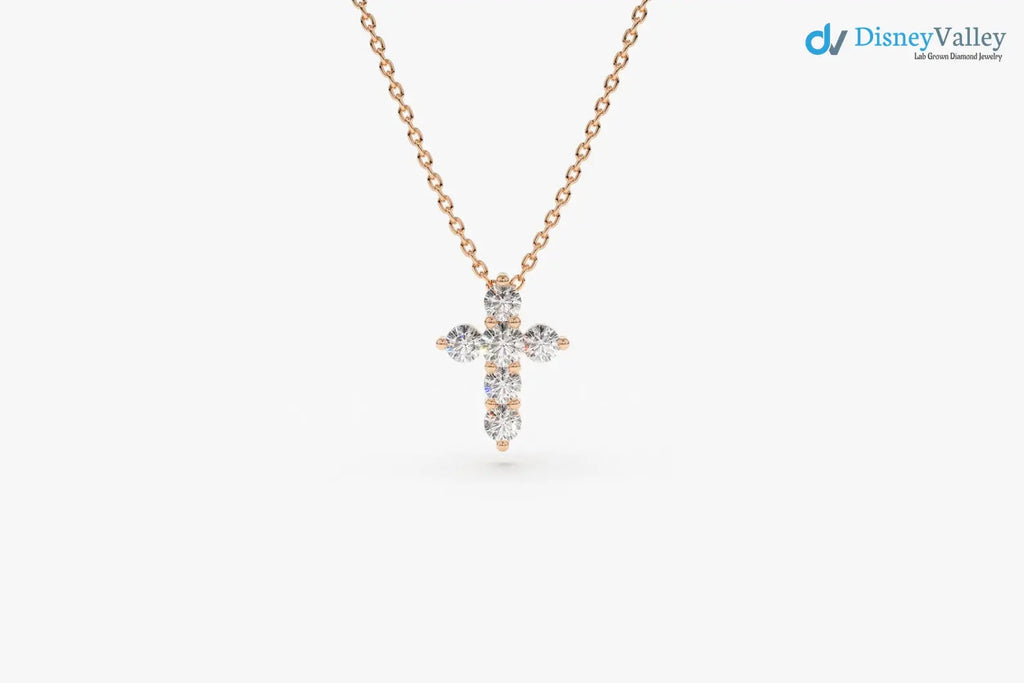 Tiny Diamond Cross Necklace gold diamond cross necklace DisneyValley