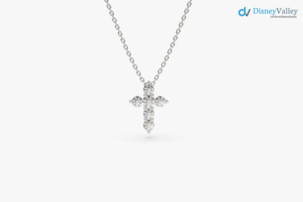 Tiny Diamond Cross Necklace gold diamond cross necklace DisneyValley