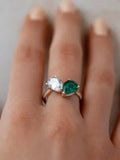 Toi Et Moi pear 2 Gem Emerald and Lab Grown Diamond Engagement Ring DisneyValley
