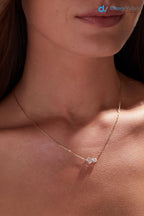 Toi et Moi Necklace with 1.00 Carat Lab Grown Elegant Minimalist for Everyday Wear - DisneyValley