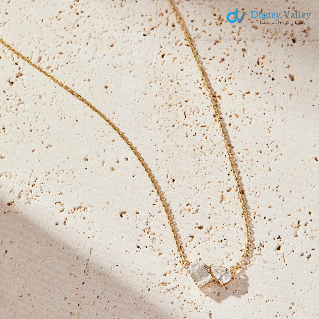 Toi et Moi Necklace with 1.00 Carat Lab Grown Elegant Minimalist for Everyday Wear - DisneyValley