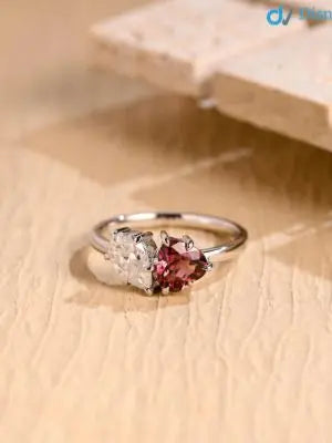 Toi et Moi Solid Gold Pear & Heart Cut Lab Grown Engagement Ring DisneyValley Main image