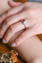 Toi et Moi Solid Gold Pear & Heart Cut Lab Grown Engagement Ring DisneyValley