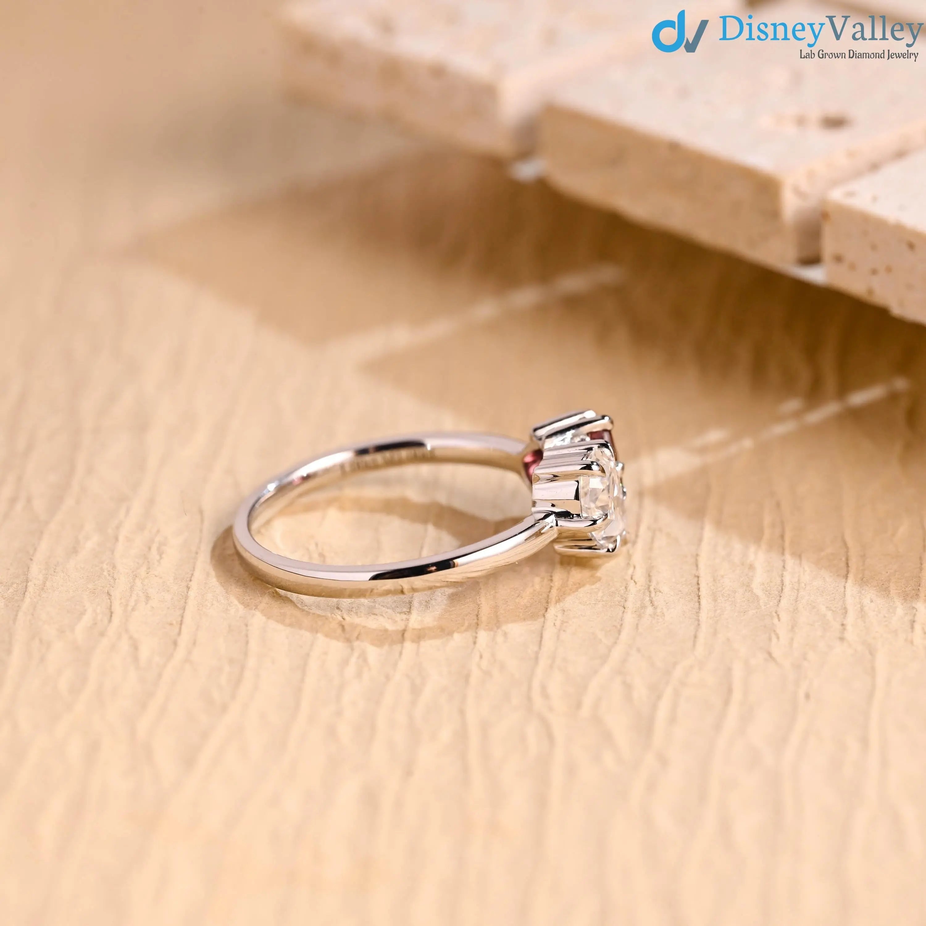 Toi et Moi Solid Gold Pear & Heart Cut Lab Grown Engagement Ring DisneyValley