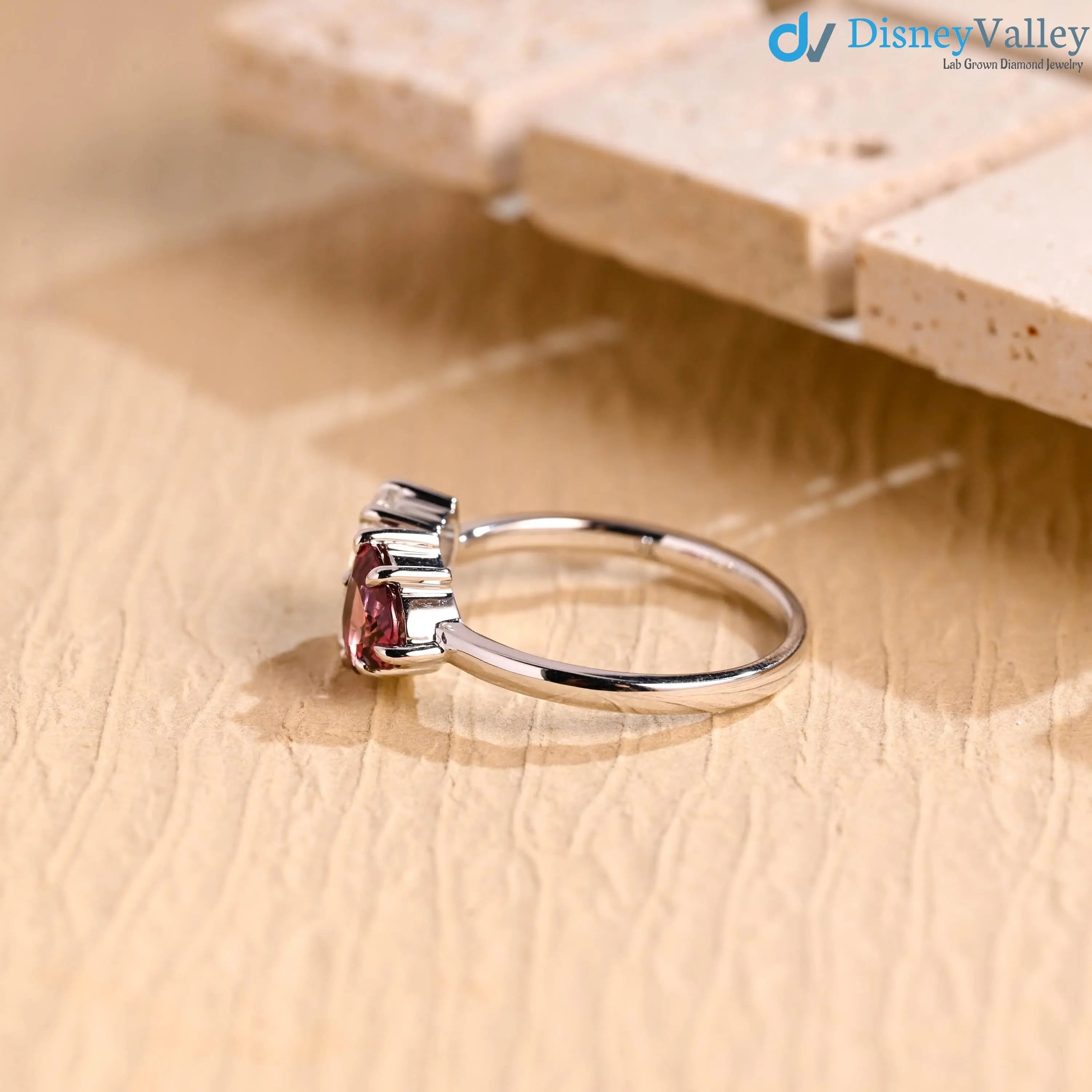 Toi et Moi Solid Gold Pear & Heart Cut Lab Grown Engagement Ring DisneyValley
