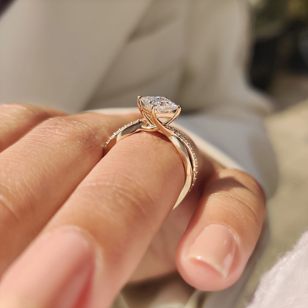 Princess Cut Diamond Ring With Twisted Pave