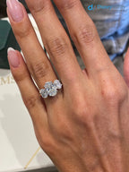 Tri Stone 3.0 Ct IGI Certified E/VS1 Oval Cut Lab Grown Diamond Engagement Ring - DisneyValley