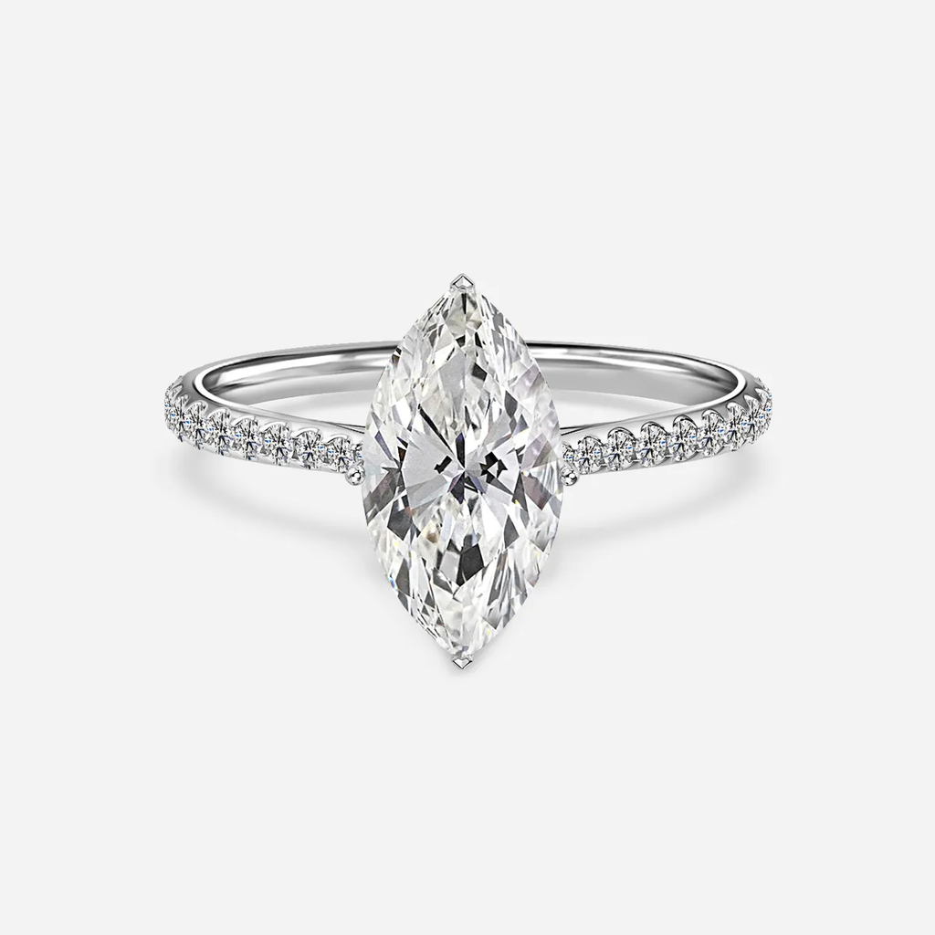 1.0 CT Marquise Cut Moissanite Pave Bridal Ring Set