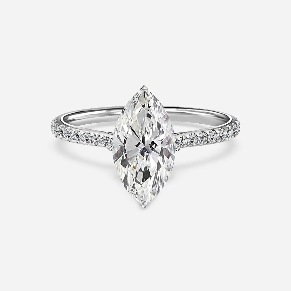 1.0 CT Marquise Cut Moissanite Pave Bridal Ring Set