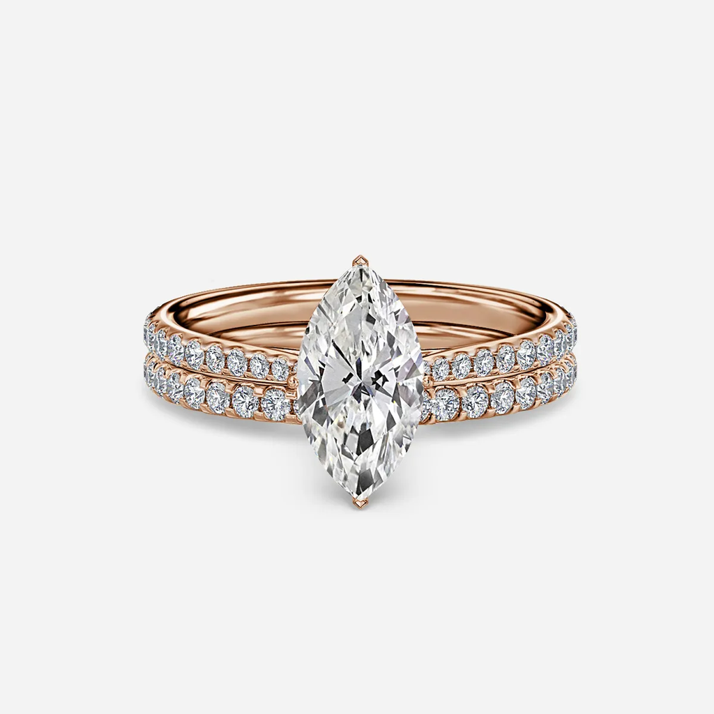 1.0 CT Marquise Cut Moissanite Pave Bridal Ring Set