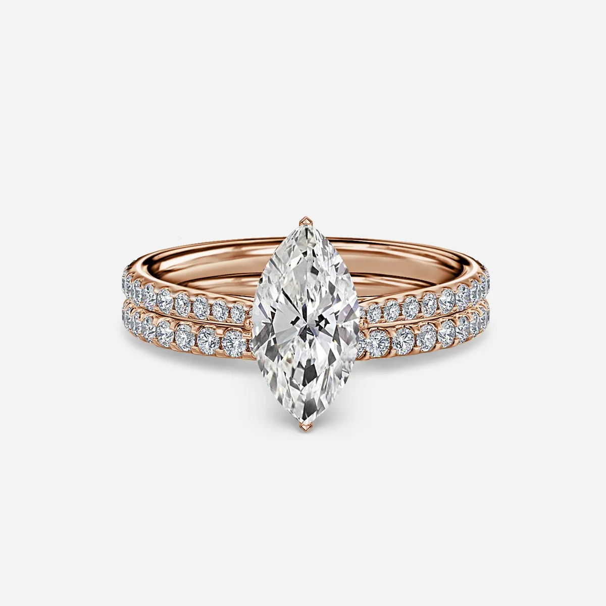 1.0 CT Marquise Cut Moissanite Pave Bridal Ring Set